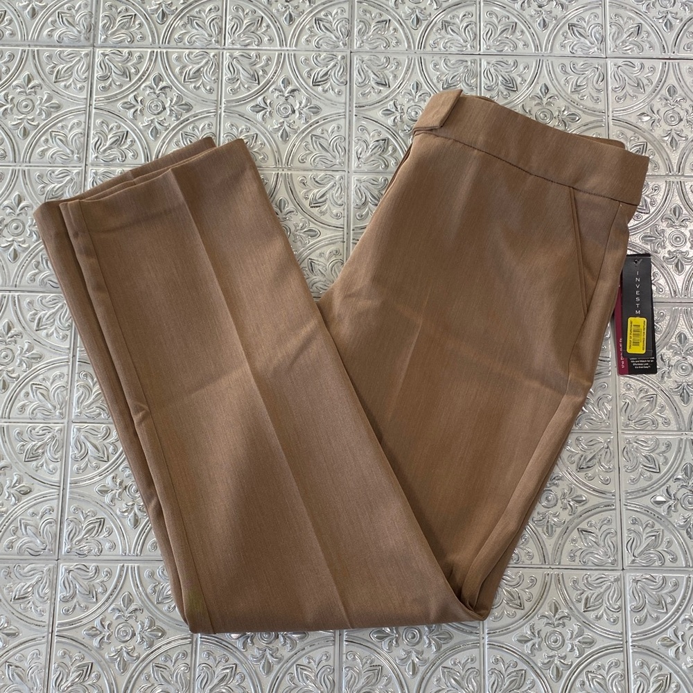 Investments 5th Ave Fit Brown Straight Leg Pants Secret Support NWT 12R